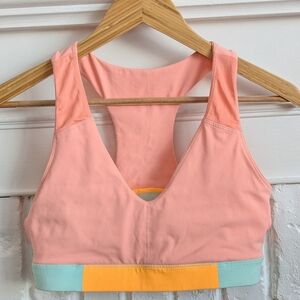 NWOT Fabletics Colourblock REVERSIBLE Sports Bra Peach Aqua Medium Support